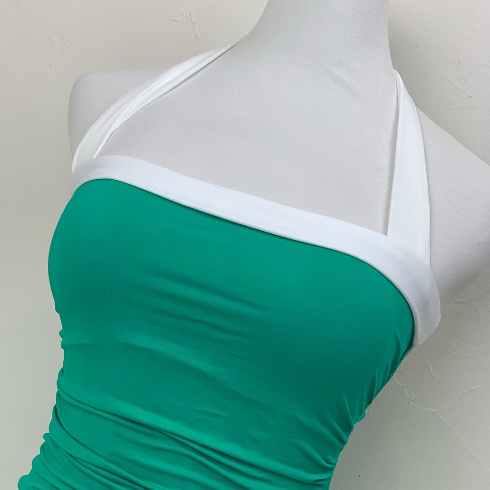 Lauren Ralph Lauren green ruched halter one-piece - Picture 3 of 8
